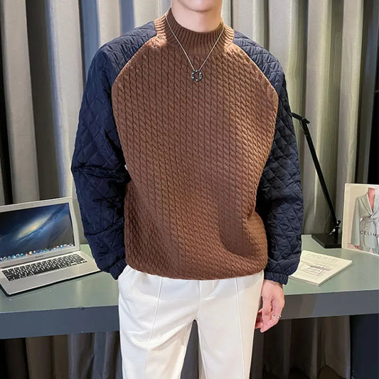 Spliced Fake Two Pieces Pullover – Smart Style for Autumn & Winter