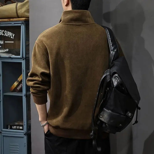 Retro Zip-Up Polo Shirt – Autumn & Winter Comfort with Effortless Style