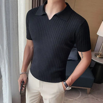 Korean Slim Men’s Ice Silk Polo Shirt – Comfort, Style & Sophistication