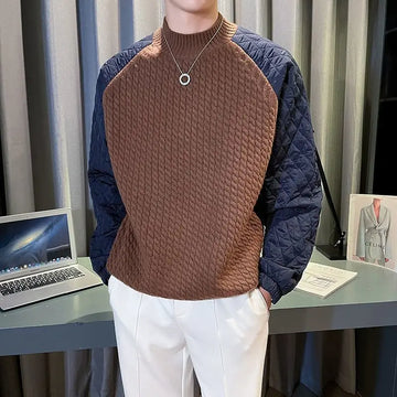 Spliced Fake Two Pieces Pullover โ Smart Style for Autumn & Winter