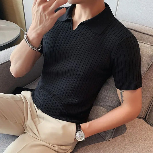 Korean Slim Men’s Ice Silk Polo Shirt – Comfort, Style & Sophistication