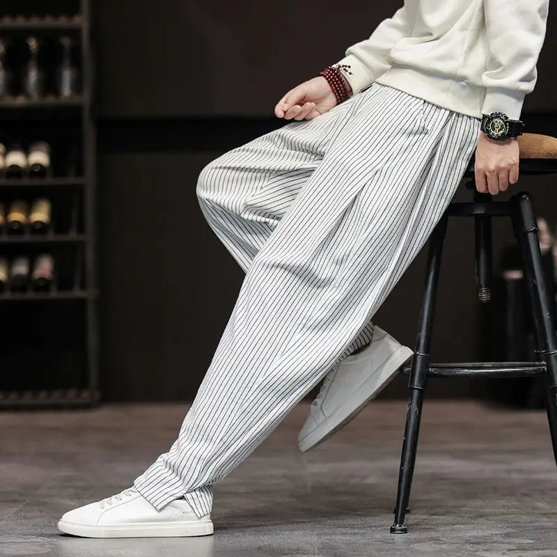 Men’s Casual Striped Harem Trousers – Comfort, Style & Versatility for Every Season